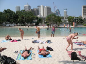 Man-made beach in Brisbane's city centre