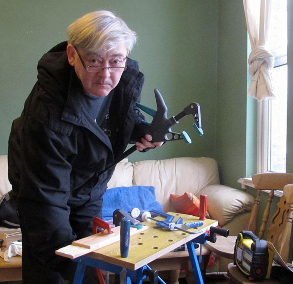 With newly acquired woodworking tools